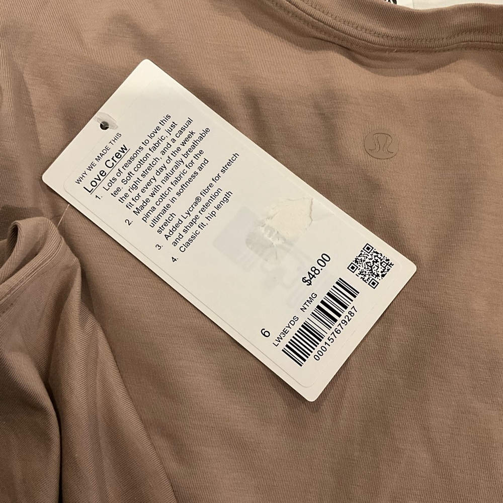 Lululemon Love Crew Short Sleeve Tee – Nutmeg – Size 6 – NWT - Picture 4 of 4